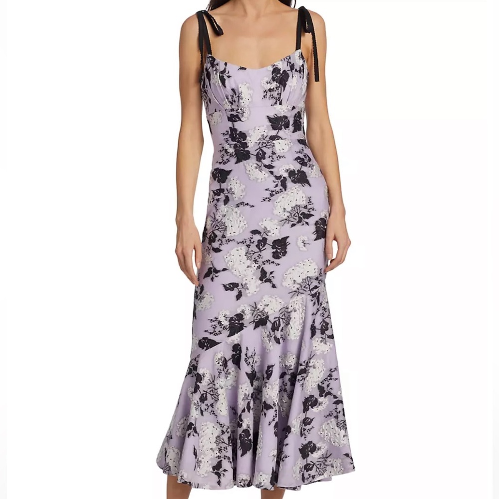 Monique Lhuillier Floral Jacquard Midi Dress - Picture 4 of 16